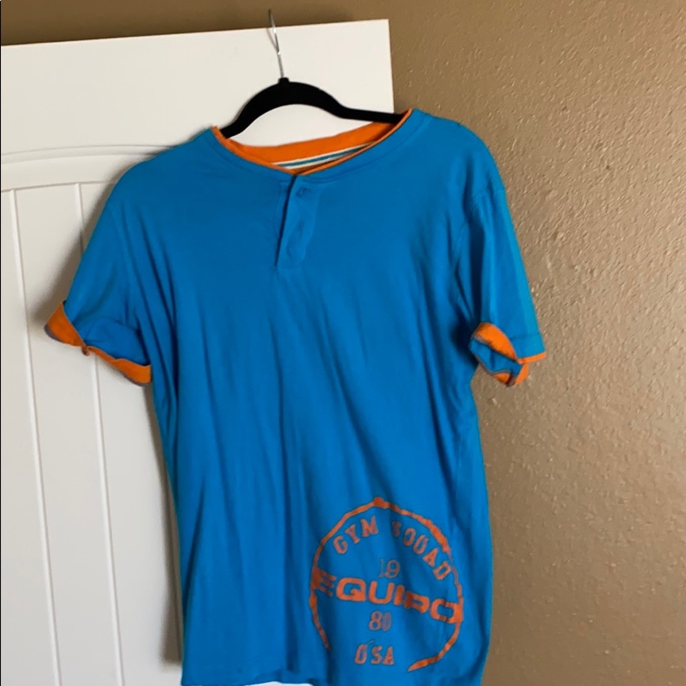 Unique cool Equipo T-shirt in  blue & orange